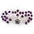 Purple Crystal 'Rose' Side Hair Comb In Silver Tone - 95mm W - view 7