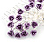 Purple Crystal 'Rose' Side Hair Comb In Silver Tone - 95mm W - view 9