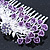 Purple Crystal 'Rose' Side Hair Comb In Silver Tone - 95mm W - view 5