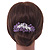 Purple Crystal 'Rose' Side Hair Comb In Silver Tone - 95mm W - view 2