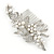 Bridal/ Wedding/ Prom/ Party Rhodium Plated Clear Austrian Crystal, Faux Pearl Floral Side Hair Comb - 105mm - view 9