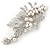 Bridal/ Wedding/ Prom/ Party Rhodium Plated Clear Austrian Crystal, Faux Pearl Floral Side Hair Comb - 105mm - view 11
