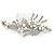 Bridal/ Wedding/ Prom/ Party Rhodium Plated Clear Austrian Crystal, Faux Pearl Floral Side Hair Comb - 105mm - view 13
