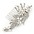 Bridal/ Wedding/ Prom/ Party Rhodium Plated Clear Austrian Crystal, Faux Pearl Floral Side Hair Comb - 105mm - view 14