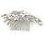 Bridal/ Wedding/ Prom/ Party Rhodium Plated Clear Austrian Crystal, Faux Pearl Floral Side Hair Comb - 105mm - view 15