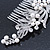 Bridal/ Wedding/ Prom/ Party Rhodium Plated Clear Austrian Crystal, Faux Pearl Floral Side Hair Comb - 105mm - view 5