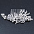 Bridal/ Wedding/ Prom/ Party Rhodium Plated Clear Austrian Crystal, Faux Pearl Floral Side Hair Comb - 105mm - view 7