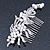 Bridal/ Wedding/ Prom/ Party Rhodium Plated Clear Austrian Crystal, Faux Pearl Floral Side Hair Comb - 105mm - view 8