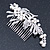 Bridal/ Wedding/ Prom/ Party Rhodium Plated Clear Austrian Crystal, Faux Pearl Floral Side Hair Comb - 105mm - view 3