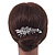 Bridal/ Wedding/ Prom/ Party Rhodium Plated Clear Austrian Crystal, Faux Pearl Floral Side Hair Comb - 105mm - view 2