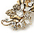 Vintage Inspired Gold Tone, Clear Cz Floral Barrette Hair Clip Grip - 105mm Across - view 6