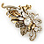 Vintage Inspired Gold Tone, Clear Cz Floral Barrette Hair Clip Grip - 105mm Across - view 2