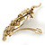 Vintage Inspired Gold Tone, Clear Cz Floral Barrette Hair Clip Grip - 105mm Across - view 7