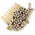 Vintage Inspired Clear Austrian Crystal 'Flowers' Side Hair Comb In Antique Gold Tone - 95mm