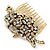 Vintage Inspired Clear Austrian Crystal 'Flowers' Side Hair Comb In Antique Gold Tone - 95mm - view 3