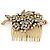 Vintage Inspired Clear Austrian Crystal 'Flowers' Side Hair Comb In Antique Gold Tone - 95mm - view 6