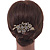 Vintage Inspired Clear Austrian Crystal 'Flowers' Side Hair Comb In Antique Gold Tone - 95mm - view 2