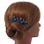 Vintage Inspired Teal/ AB Swarovski Crystal 'Flowers' Side Hair Comb In Antique Gold Tone - 105mm - view 4
