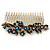 Vintage Inspired Deep Purple/ AB Swarovski Crystal 'Flowers' Side Hair Comb In Antique Gold Tone - 105mm - view 4