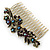 Vintage Inspired Deep Purple/ AB Swarovski Crystal 'Flowers' Side Hair Comb In Antique Gold Tone - 105mm - view 8