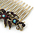 Vintage Inspired Deep Purple/ AB Swarovski Crystal 'Flowers' Side Hair Comb In Antique Gold Tone - 105mm - view 5