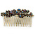 Vintage Inspired Deep Purple/ AB Swarovski Crystal 'Flowers' Side Hair Comb In Antique Gold Tone - 105mm - view 9