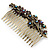 Vintage Inspired Deep Purple/ AB Swarovski Crystal 'Flowers' Side Hair Comb In Antique Gold Tone - 105mm - view 7