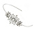 Bridal/ Wedding/ Prom Rhodium Plated White Glass Pearl, Crystal Snowflake Headband