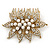 Vintage Inspired Bridal/ Wedding/ Prom/ Party Gold Tone Clear Crystal, Simulated Pearl Floral Hair Comb - 80mm - view 2