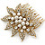 Vintage Inspired Bridal/ Wedding/ Prom/ Party Gold Tone Clear Crystal, Simulated Pearl Floral Hair Comb - 80mm - view 6