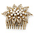 Vintage Inspired Bridal/ Wedding/ Prom/ Party Gold Tone Clear Crystal, Simulated Pearl Floral Hair Comb - 80mm - view 4
