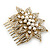 Vintage Inspired Bridal/ Wedding/ Prom/ Party Gold Tone Clear Crystal, Simulated Pearl Floral Hair Comb - 80mm - view 7