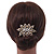 Vintage Inspired Bridal/ Wedding/ Prom/ Party Gold Tone Clear Crystal, Simulated Pearl Floral Hair Comb - 80mm - view 3