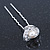Bridal/ Wedding/ Prom/ Party Set Of 4 Rhodium Plated Crystal Simulated Pearl Flower Hair Pins - view 8