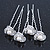 Bridal/ Wedding/ Prom/ Party Set Of 4 Rhodium Plated Crystal Simulated Pearl Flower Hair Pins - view 2