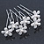Bridal/ Wedding/ Prom/ Party Set Of 6 Rhodium Plated Crystal Daisy Flower Hair Pins - view 7