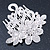 Bridal/ Wedding/ Prom/ Party Rhodium Plated Clear Austrian Crystal Floral Side Hair Comb - 8cm Width - view 3