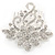 Bridal/ Wedding/ Prom/ Party Rhodium Plated Clear Austrian Crystal Floral Side Hair Comb - 8cm Width - view 7