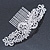 Statement Bridal/ Wedding/ Prom/ Party Rhodium Plated Clear Austrian Crystal Double Feather Side Hair Comb - 16cm W - view 8