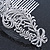 Statement Bridal/ Wedding/ Prom/ Party Rhodium Plated Clear Austrian Crystal Double Feather Side Hair Comb - 16cm W - view 4