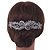 Statement Bridal/ Wedding/ Prom/ Party Rhodium Plated Clear Austrian Crystal Double Feather Side Hair Comb - 16cm W - view 2