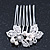 Bridal/ Wedding/ Prom/ Party Rhodium Plated White Simulated Pearl, Clear Crystal Mini Hair Comb - 35mm W - view 3