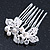 Bridal/ Wedding/ Prom/ Party Rhodium Plated White Simulated Pearl, Clear Crystal Mini Hair Comb - 35mm W - view 6
