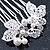 Bridal/ Wedding/ Prom/ Party Rhodium Plated White Simulated Pearl, Clear Crystal Mini Hair Comb - 35mm W - view 4