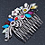 Bridal/ Wedding/ Prom/ Party Rhodium Plated Multicoloured Austrian Crystal, Faux Pearl Floral Hair Comb - 10cm W - view 6