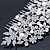Statement Bridal/ Wedding/ Prom/ Party Rhodium Plated Clear Austrian Crystal, Glass Pearl Floral Side Hair Comb - 12cm Width - view 4
