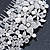 Statement Bridal/ Wedding/ Prom/ Party Rhodium Plated Clear Austrian Crystal, Glass Pearl Floral Side Hair Comb - 12cm Width - view 8