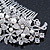 Statement Bridal/ Wedding/ Prom/ Party Rhodium Plated Clear Austrian Crystal, Glass Pearl Floral Side Hair Comb - 12cm Width - view 5
