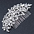 Statement Bridal/ Wedding/ Prom/ Party Rhodium Plated Clear Austrian Crystal, Glass Pearl Floral Side Hair Comb - 12cm Width - view 6