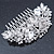 Bridal/ Wedding/ Prom/ Party Rhodium Plated Clear Crystal Rose Flower Hair Comb - 85mm - view 8